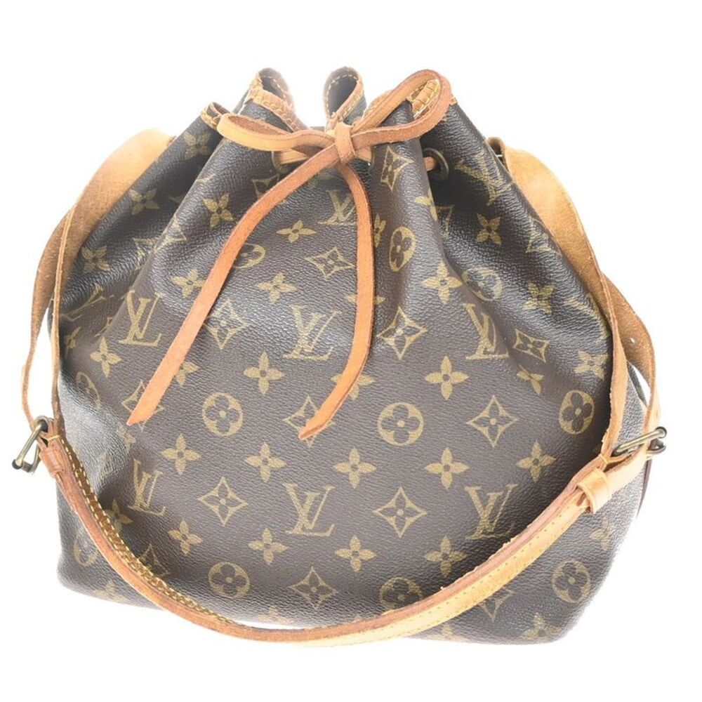 Louis Vuitton Petit Noe Monogram Canvas Brown Leather Handbag